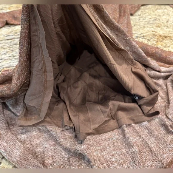 Collective Concepts Dress size Small Brown Metallic Ruched Mock Neck Midi NWT - Picture 5 of 9